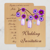 Country Rustic Lila Mason Jar Hochzeit Einladung (Vorne/Hinten)