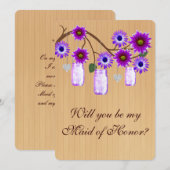 Country Rustic Lila Mason Jar Trauzeugin Card Einladung (Vorne/Hinten)