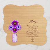 Country Rustic Lila Mason Jar Trauzeugin Card Einladung (Vorne/Hinten)