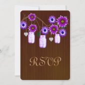 Country Rustic Lila Mason Jars Response Card Einladung (Vorderseite)