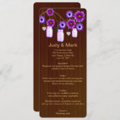 Country Rustic Lila Mason Jars Wedding Menu Card Menükarte (Vorne/Hinten)