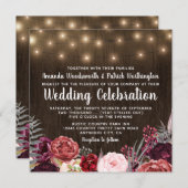 Country Rustic Marsala Peony Hochzeit Einladungen (Vorne/Hinten)