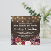 Country Rustic Marsala Peony Hochzeit Einladungen (Stehend Vorderseite)