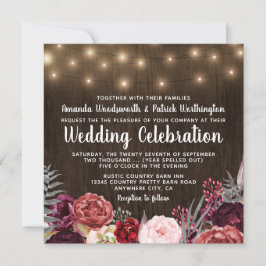 Country Rustic Marsala Peony Hochzeit Einladungen