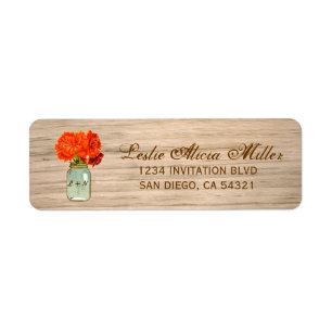 Country Rustic Mason Jar Blume Adresse Labels