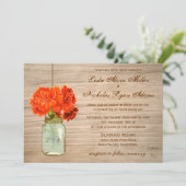 Country Rustic Mason Jar Blume Hochzeit Einladung (Stehend Vorderseite)