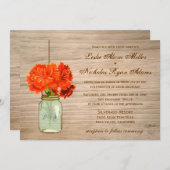 Country Rustic Mason Jar Blume Hochzeit Einladung (Vorne/Hinten)