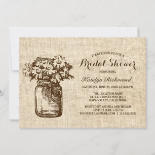 Country Rustic Mason Jar Brautparty Card Einladung