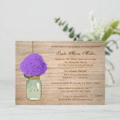 Country Rustic Mason Jar Hydrangea Brautparty Einladung (Stehend Vorderseite)