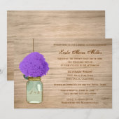 Country Rustic Mason Jar Hydrangea Brautparty Einladung (Vorne/Hinten)