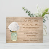 Country Rustic Mason Jar Hydrangea Wedding Einladung (Stehend Vorderseite)