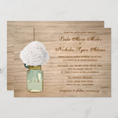 Country Rustic Mason Jar Hydrangea Wedding Einladung (Vorne/Hinten)