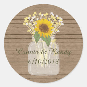 Country Rustic Mason Jar Sonnenblumen Sticker