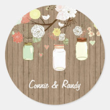 Country Rustic Mason Jar Wedding Sticker