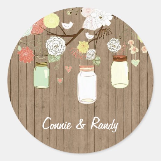 Country Rustic Mason Jar Wedding Sticker (Vorderseite)