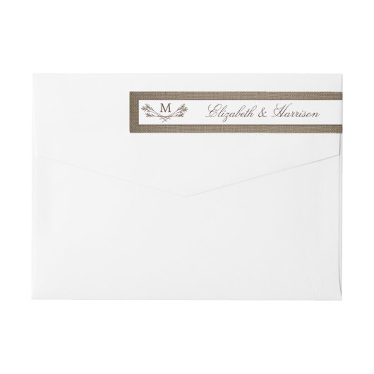 Country Rustic Monogram Branch & Burlap Wedding (Rückseite)