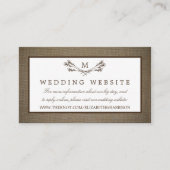 Country Rustic Monogram Branch & Burlap Wedding Begleitkarte (Vorderseite)