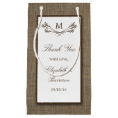 Country Rustic Monogram Branch & Burlap Wedding Kleine Geschenktüte (Vorderseite)