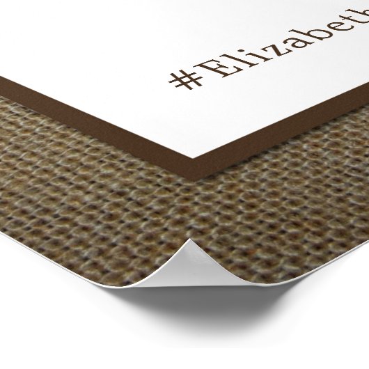 Country Rustic Monogram Branch & Burlap Wedding Poster (Ecke)