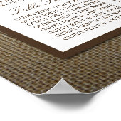 Country Rustic Monogram Branch & Burlap Wedding Poster (Ecke)