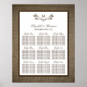 Country Rustic Monogram Branch & Burlap Wedding Poster (Vorne)