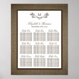 Country Rustic Monogram Branch & Burlap Wedding Poster