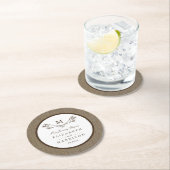 Country Rustic Monogram Branch & Burlap Wedding Runder Pappuntersetzer (Vor Ort)