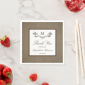 Country Rustic Monogram Branch & Burlap Wedding Serviette (Beispiel)