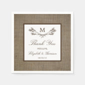 Country Rustic Monogram Branch & Burlap Wedding Serviette (Vorderseite)