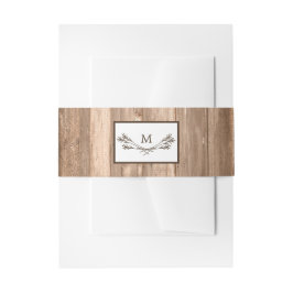 Country Rustic Monogram Branch & Wood Wedding Einladungsbanderole