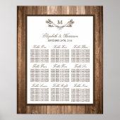Country Rustic Monogram Branch & Wood Wedding Poster (Vorne)