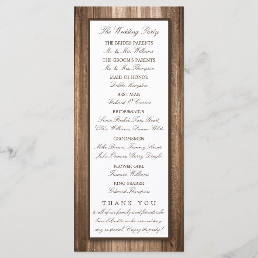 Country Rustic Monogram Branch & Wood Wedding Programm (Rückseite)