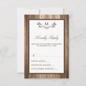 Country Rustic Monogram Branch & Wood Wedding RSVP Karte (Vorderseite)