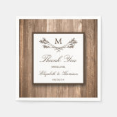 Country Rustic Monogram Branch & Wood Wedding Serviette (Vorderseite)