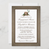 Country Rustic Monogram Tree Burlap-Verlobung Einladung (Vorderseite)