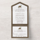 Country Rustic Monogram Tree & Burlap Wedding All In One Einladung (Innen Boden)