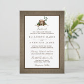 Country Rustic Monogram Tree & Burlap Wedding Einladung (Stehend Vorderseite)