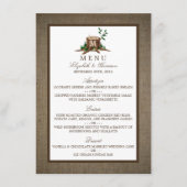 Country Rustic Monogram Tree & Burlap Wedding Menu Menükarte (Vorderseite)