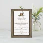 Country Rustic Monogram Tree & Burlap Wedding Menu Menükarte (Stehend Vorderseite)