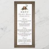 Country Rustic Monogram Tree & Burlap Wedding Menu Menükarte (Vorderseite)