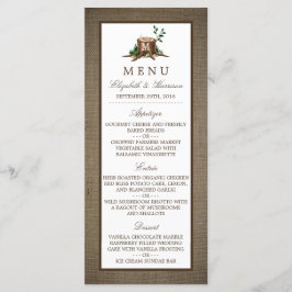 Country Rustic Monogram Tree & Burlap Wedding Menu Menükarte