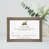 Country Rustic Monogram Tree & Burlap Wedding RSVP (Stehend Vorderseite)