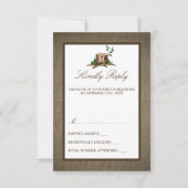 Country Rustic Monogram Tree & Burlap Wedding RSVP Karte (Vorderseite)