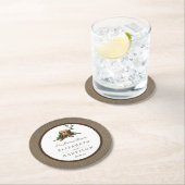 Country Rustic Monogram Tree & Burlap Wedding Runder Pappuntersetzer (Vor Ort)