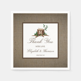Country Rustic Monogram Tree & Burlap Wedding Serviette