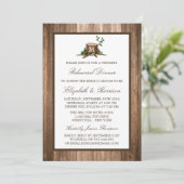 Country Rustic Monogram Tree Probe Dinner Einladung (Stehend Vorderseite)