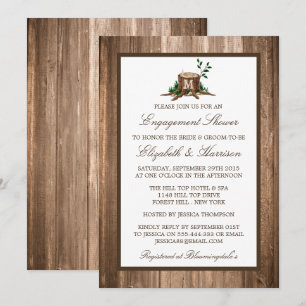 Country Rustic Monogram Tree Verlobung Einladung