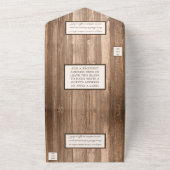 Country Rustic Monogram Tree & Wood Wedding All In One Einladung (Außenbereich)