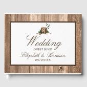Country Rustic Monogram Tree & Wood Wedding Gästebuch (Vorderseite)