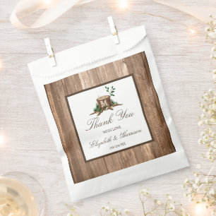 Country Rustic Monogram Tree & Wood Wedding Geschenktütchen